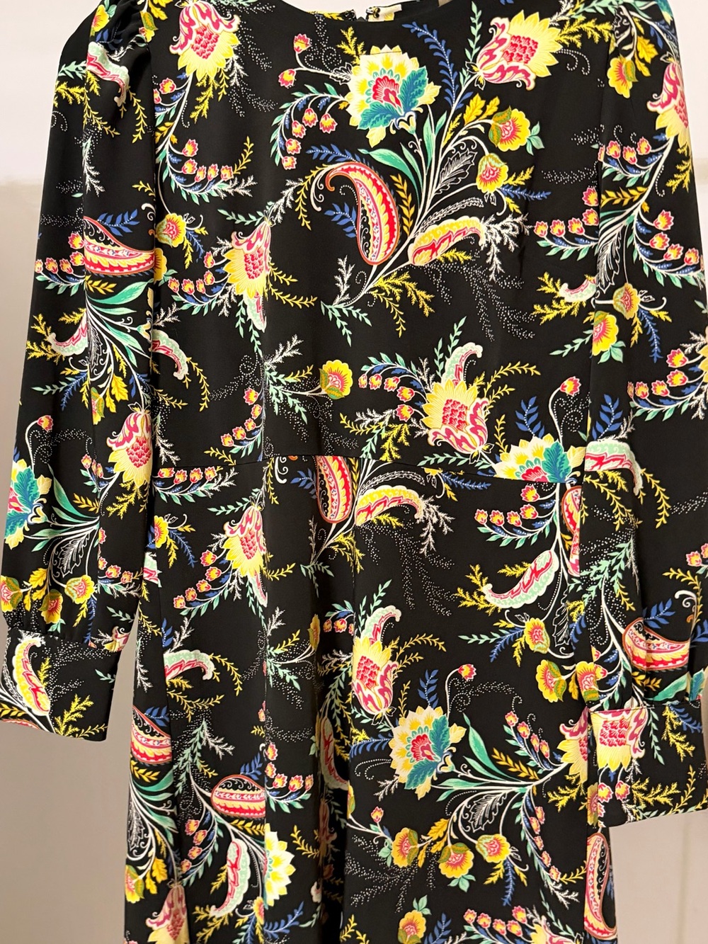 LOFT Black Floral Paisley Print Dress